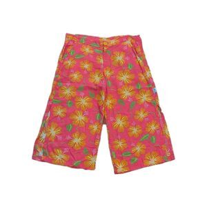 VLVWATV Size Medium Pink & Floral Print Flowy Indonesian Cropped Pants